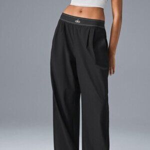 ALO Yoga Black Wide-Leg Lounge Trousers